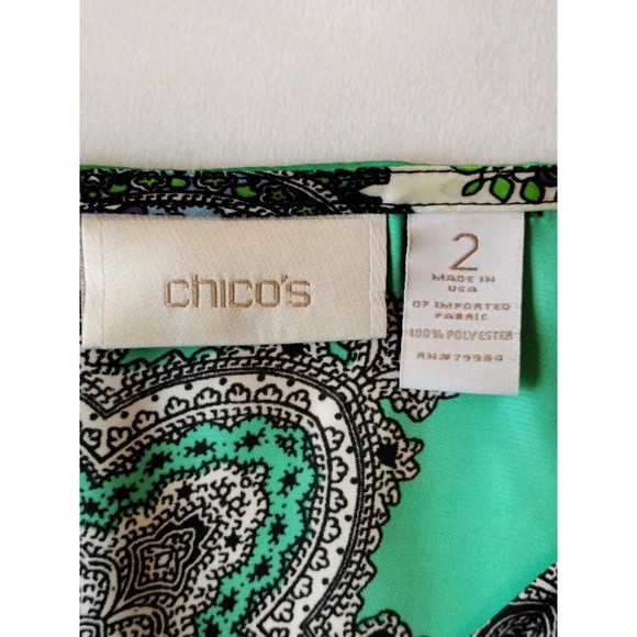 Chicos Top Womens 2 Large Kimono Multi Mixed Print Paisley Blouse 3/4 Sleeve - Picture 5 of 8